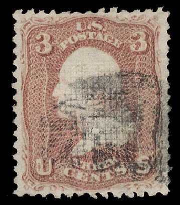 Prices of US Stamp Scott # 85: 1868 3c Washington Grill. Cherrystone Auctions, Oct 2012, Sale 201210, Lot 62
