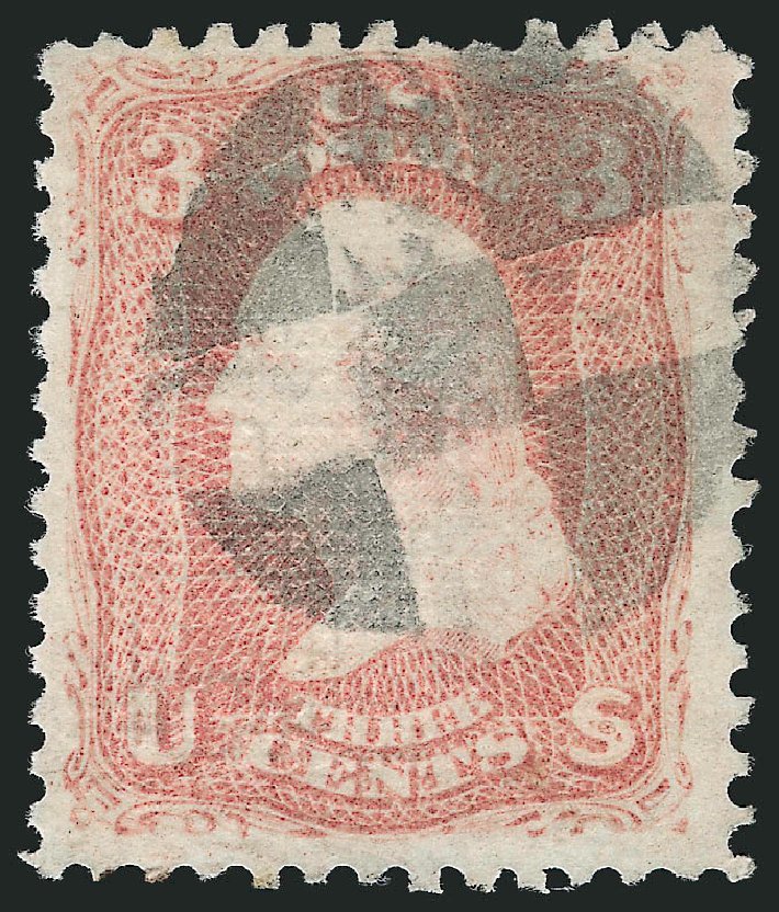 US Stamps Price Scott Cat. #85 - 1868 3c Washington Grill. Robert Siegel Auction Galleries, Apr 2015, Sale 1096, Lot 162