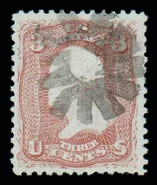 Price of US Stamp Scott Cat. # 85: 1868 3c Washington Grill. Matthew Bennett International, Dec 2007, Sale 323, Lot 233