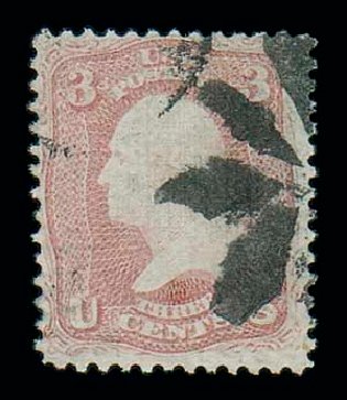 Price of US Stamps Scott # 85 - 1868 3c Washington Grill. Matthew Bennett International, Dec 2007, Sale 325, Lot 1533