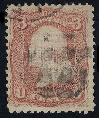 Cost of US Stamps Scott Cat. #85 - 1868 3c Washington Grill. Cherrystone Auctions, May 2008, Sale 200805, Lot 123