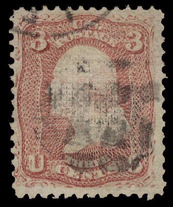 Values of US Stamps Scott Catalogue #85 - 3c 1868 Washington Grill. Cherrystone Auctions, Oct 2012, Sale 201210, Lot 63