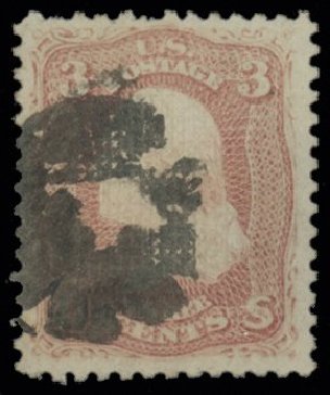 Values of US Stamps Scott 85: 1868 3c Washington Grill. H.R. Harmer, May 2014, Sale 3005, Lot 1103