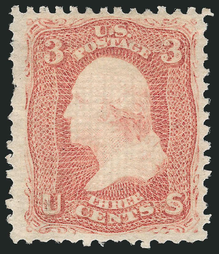 US Stamp Value Scott Catalogue 85 - 1868 3c Washington Grill. Robert Siegel Auction Galleries, Mar 2012, Sale 1021, Lot 243