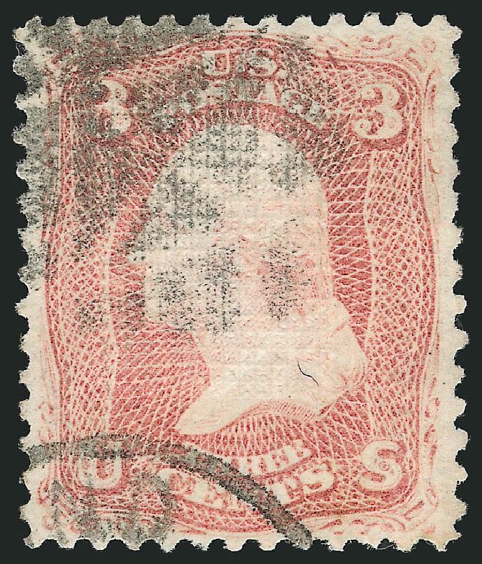 Costs of US Stamps Scott Cat. #85: 3c 1868 Washington Grill. Robert Siegel Auction Galleries, Jul 2014, Sale 1077, Lot 93