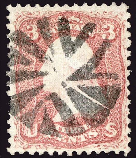 US Stamp Value Scott Catalogue 85: 1868 3c Washington Grill. Spink Shreves Galleries, Jan 2014, Sale 146, Lot 223