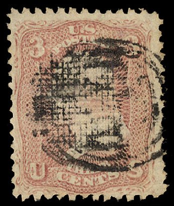 US Stamps Price Scott #85 - 1868 3c Washington Grill. Cherrystone Auctions, Nov 2009, Sale 200911, Lot 3046