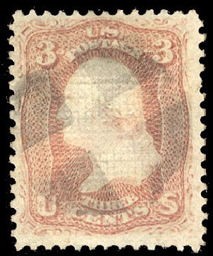 Value of US Stamps Scott Cat. 85: 1868 3c Washington Grill. Cherrystone Auctions, Sep 2012, Sale 201209, Lot 46