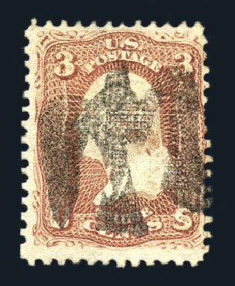 Values of US Stamp Scott Catalog # 85: 3c 1868 Washington Grill. Harmer-Schau Auction Galleries, Aug 2015, Sale 106, Lot 1426