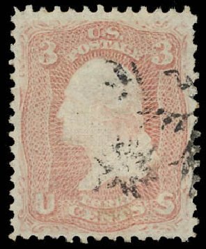 Values of US Stamp Scott Catalogue # 85 - 1868 3c Washington Grill. Daniel Kelleher Auctions, Jun 2012, Sale 630, Lot 1296