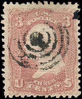 Price of US Stamps Scott Cat. #85 - 3c 1868 Washington Grill. Regency-Superior, Nov 2014, Sale 108, Lot 206