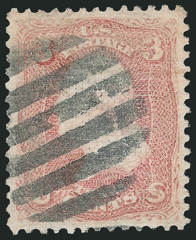 Cost of US Stamps Scott Catalog 85: 1868 3c Washington Grill. Robert Siegel Auction Galleries, Oct 2010, Sale 997, Lot 5376