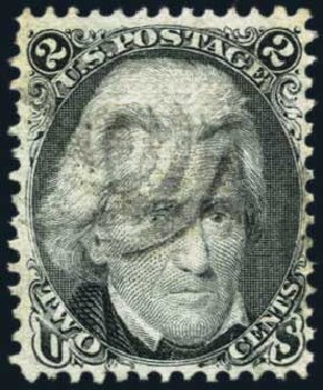 US Stamps Value Scott Catalog 85B - 2c 1868 Jackson Grill. Harmer-Schau Auction Galleries, Jan 2014, Sale 100, Lot 457