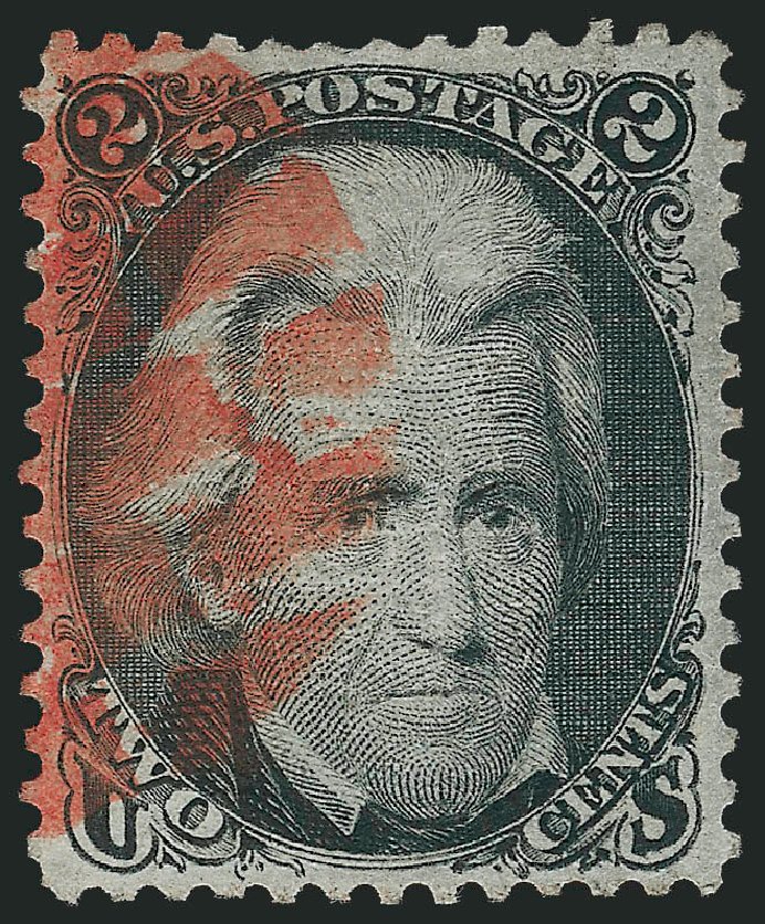 US Stamp Values Scott Catalog #85B: 1868 2c Jackson Grill. Robert Siegel Auction Galleries, Oct 2012, Sale 1032, Lot 3149