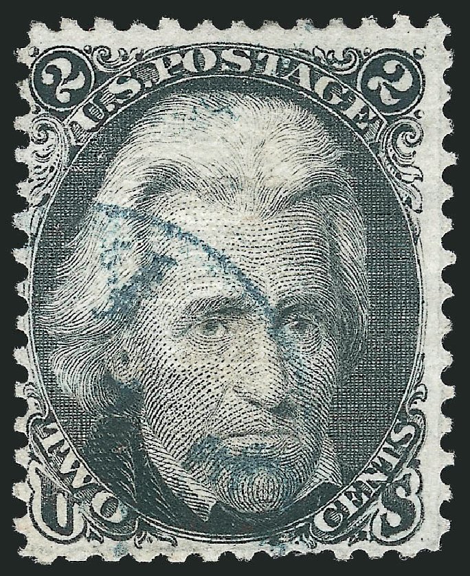 Value of US Stamp Scott Catalogue # 85B - 1868 2c Jackson Grill. Robert Siegel Auction Galleries, Dec 2012, Sale 1037, Lot 1594