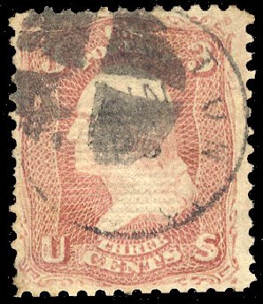 US Stamp Value Scott Cat. # 85C - 1868 3c Washington Grill. Cherrystone Auctions, Sep 2012, Sale 201209, Lot 47