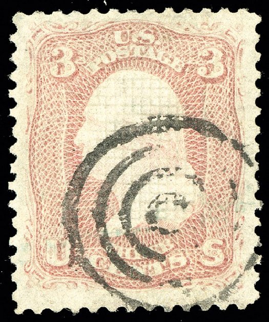 US Stamp Value Scott Catalogue 85C - 3c 1868 Washington Grill. Spink Shreves Galleries, May 2014, Sale 148, Lot 118