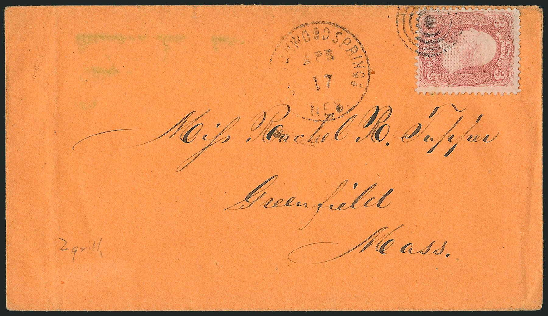 US Stamp Prices Scott Catalog # 85C - 3c 1868 Washington Grill. Robert Siegel Auction Galleries, Sep 2010, Sale 993, Lot 489