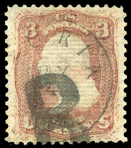 US Stamp Prices Scott Cat. #85C: 1868 3c Washington Grill. Matthew Bennett International, May 2014, Sale 350, Lot 150
