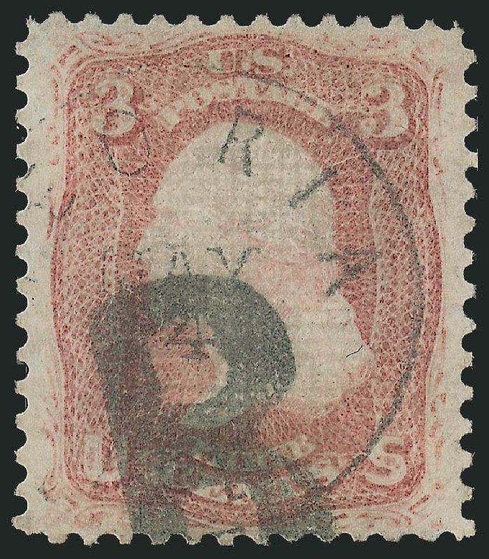 Cost of US Stamp Scott 85C: 1868 3c Washington Grill. Robert Siegel Auction Galleries, Oct 2011, Sale 1014, Lot 1231