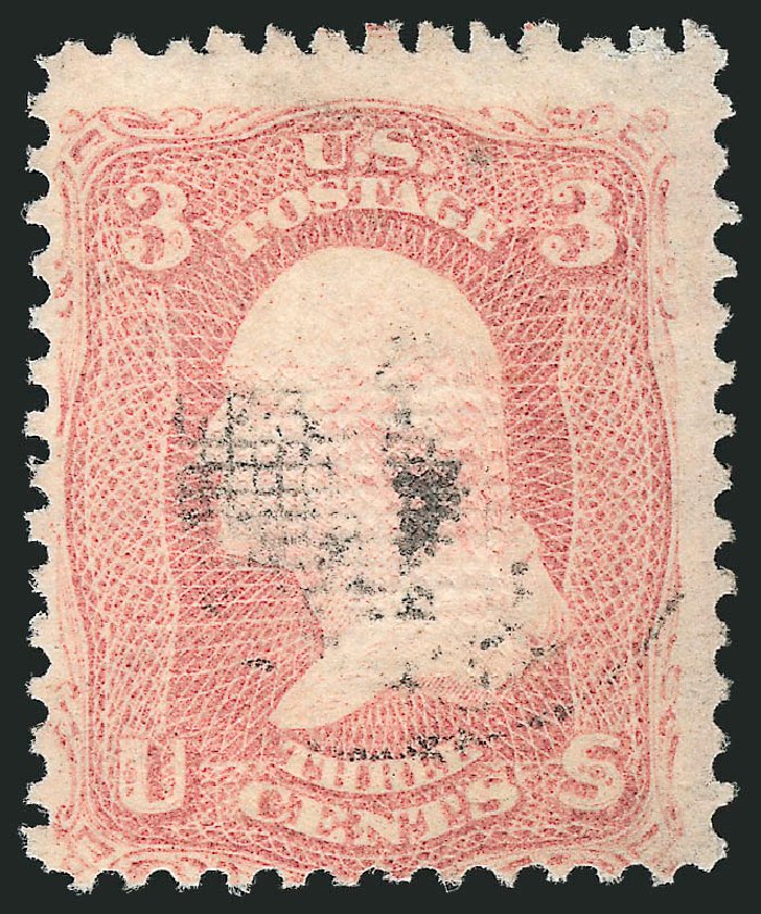 Price of US Stamp Scott Catalog 85C: 1868 3c Washington Grill. Robert Siegel Auction Galleries, Mar 2014, Sale 1067, Lot 1071