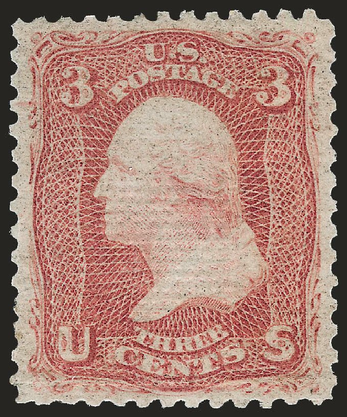 Values of US Stamps Scott #85C: 1868 3c Washington Grill. Robert Siegel Auction Galleries, Jun 2010, Sale 989, Lot 101