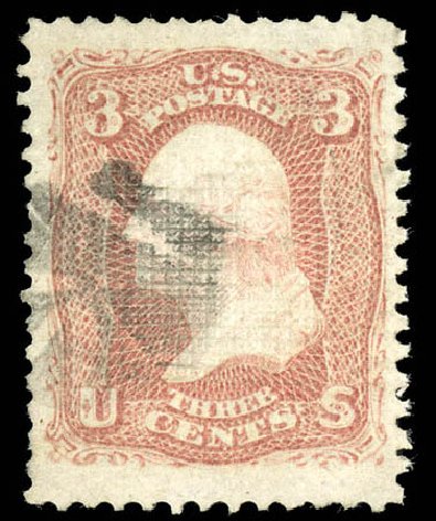 US Stamps Prices Scott #85C: 1868 3c Washington Grill. Matthew Bennett International, Dec 2008, Sale 330, Lot 1524
