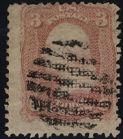 Prices of US Stamps Scott Catalogue #85C - 1868 3c Washington Grill. Cherrystone Auctions, Jan 2009, Sale 200901, Lot 104