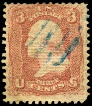 Costs of US Stamps Scott Cat. # 85C: 1868 3c Washington Grill. Harmer-Schau Auction Galleries, Feb 2012, Sale 92, Lot 894