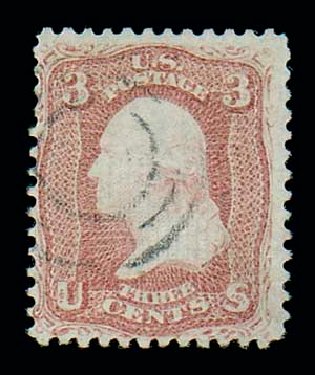 US Stamps Value Scott # 85C - 1868 3c Washington Grill. Matthew Bennett International, Jun 2007, Sale 319, Lot 1125