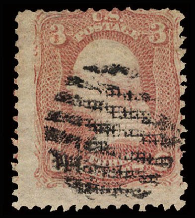 Price of US Stamp Scott Catalogue #85C - 3c 1868 Washington Grill. Cherrystone Auctions, May 2013, Sale 201305, Lot 65