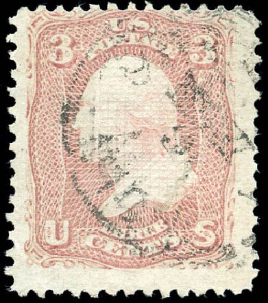 Cost of US Stamp Scott # 85C: 1868 3c Washington Grill. Matthew Bennett International, Sep 2011, Sale 338, Lot 1762