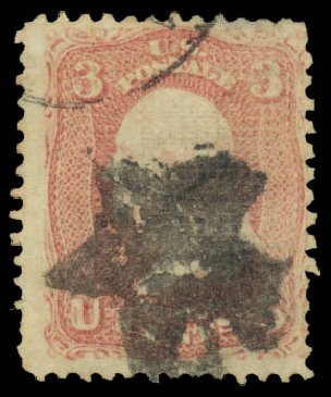 Values of US Stamps Scott Catalogue # 85C - 1868 3c Washington Grill. Daniel Kelleher Auctions, May 2014, Sale 652, Lot 193