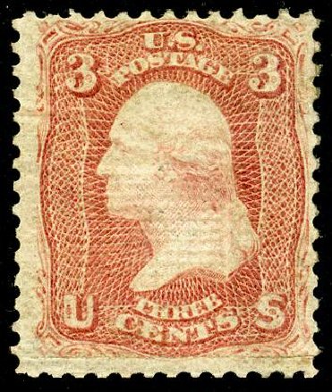 US Stamps Values Scott # 85C: 3c 1868 Washington Grill. Matthew Bennett International, May 2008, Sale 327, Lot 86