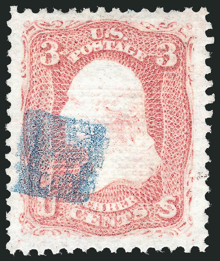 Price of US Stamps Scott Catalogue 85C: 1868 3c Washington Grill. Robert Siegel Auction Galleries, Dec 2013, Sale 1062, Lot 266