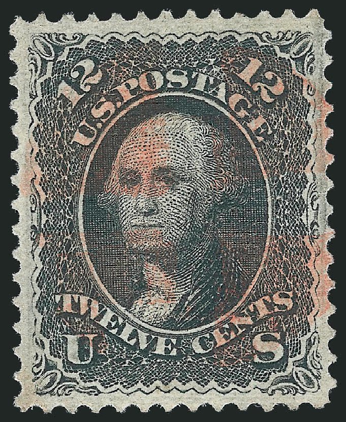 US Stamps Value Scott Catalogue # 85E: 1868 12c Washington Grill. Robert Siegel Auction Galleries, Dec 2013, Sale 1062, Lot 267