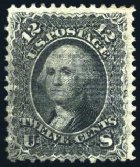 Values of US Stamp Scott Cat. # 85E - 1868 12c Washington Grill. Harmer-Schau Auction Galleries, Aug 2011, Sale 90, Lot 1230
