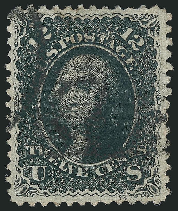 US Stamp Value Scott Cat. #85E - 1868 12c Washington Grill. Robert Siegel Auction Galleries, Mar 2014, Sale 1067, Lot 1072