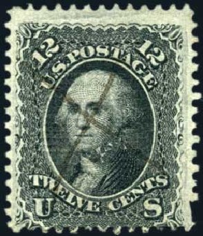 US Stamps Values Scott Cat. # 85E: 12c 1868 Washington Grill. Harmer-Schau Auction Galleries, Oct 2009, Sale 83, Lot 343