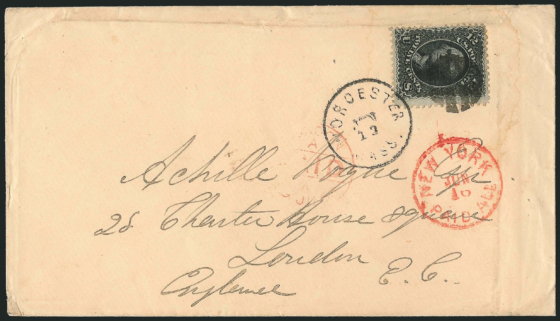 Price of US Stamps Scott Catalogue # 85E - 1868 12c Washington Grill. Robert Siegel Auction Galleries, Sep 2010, Sale 993, Lot 496