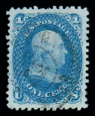 US Stamps Value Scott Catalog # 86 - 1c 1867 Franklin Grill. Matthew Bennett International, Dec 2007, Sale 323, Lot 237