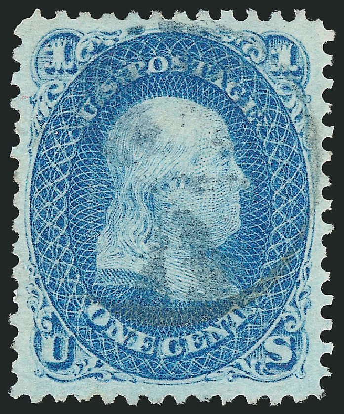 US Stamps Prices Scott Cat. 86 - 1867 1c Franklin Grill. Robert Siegel Auction Galleries, Mar 2012, Sale 1019, Lot 417