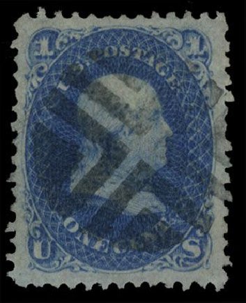 US Stamps Value Scott Cat. # 86: 1c 1867 Franklin Grill. Cherrystone Auctions, Mar 2008, Sale 200803, Lot 118