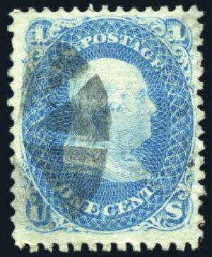 US Stamp Values Scott 86 - 1c 1867 Franklin Grill. Harmer-Schau Auction Galleries, Feb 2010, Sale 84, Lot 1359