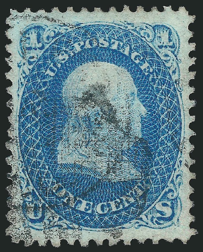 Value of US Stamp Scott Cat. #86 - 1c 1867 Franklin Grill. Robert Siegel Auction Galleries, Jun 2010, Sale 992, Lot 2149