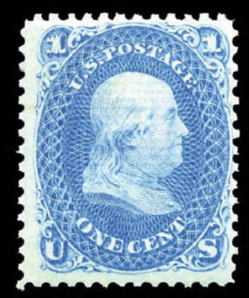 Value of US Stamps Scott Catalog #86: 1867 1c Franklin Grill. Matthew Bennett International, Mar 2011, Sale 337, Lot 2550