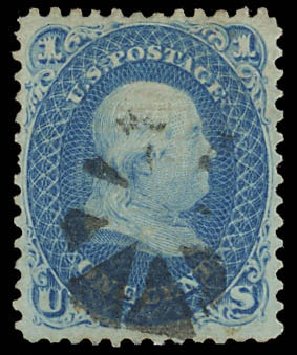 Prices of US Stamp Scott 86: 1867 1c Franklin Grill. Daniel Kelleher Auctions, Oct 2012, Sale 632, Lot 1004