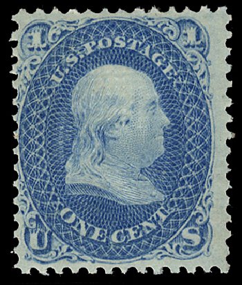 Price of US Stamps Scott Catalogue 86 - 1867 1c Franklin Grill. Cherrystone Auctions, Jun 2011, Sale 201106, Lot 25