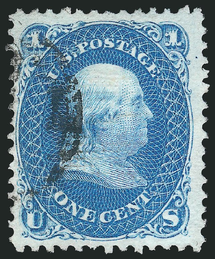 US Stamp Value Scott Catalogue 86 - 1867 1c Franklin Grill. Robert Siegel Auction Galleries, Jun 2011, Sale 1011, Lot 475