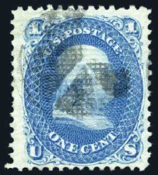 Values of US Stamp Scott 86: 1867 1c Franklin Grill. Harmer-Schau Auction Galleries, Aug 2011, Sale 90, Lot 1232
